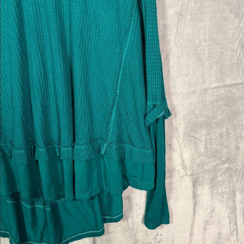 Free People Teal V-Neck Long Sleeve Tunic - Picture 6 of 12